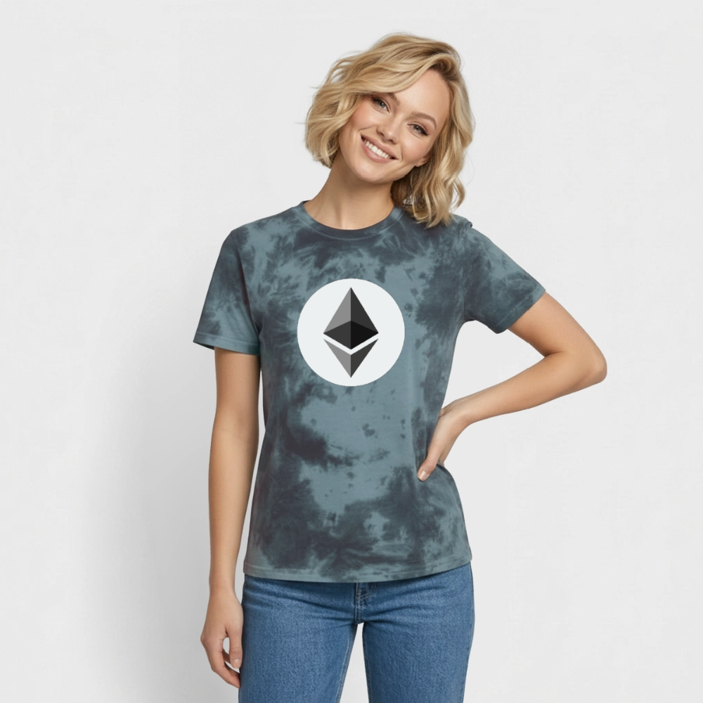 Ethereum Logo (Original) - Unisex T-Shirt Premium Tie Dye - Schwarz/Blau