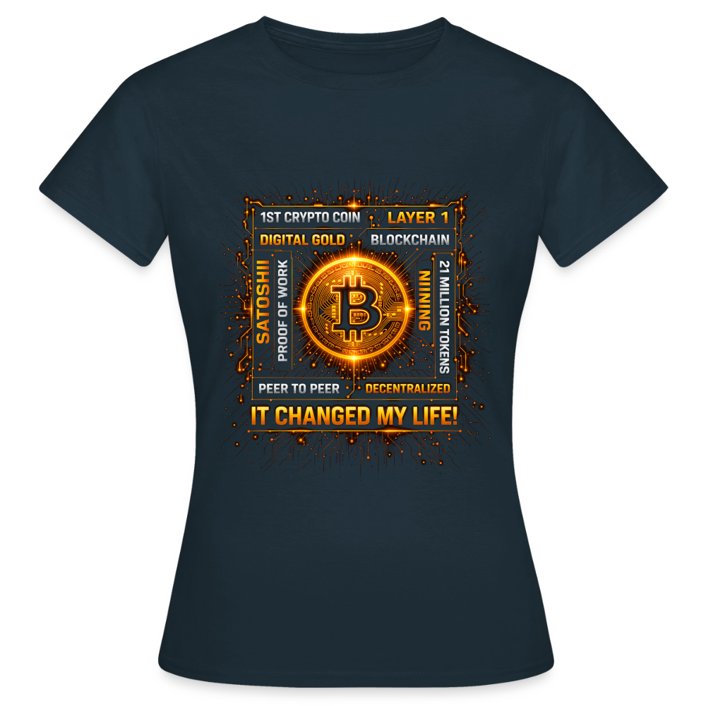 Bitcoin Changed Life (Fan-Art) - Damen T-Shirt - Navy