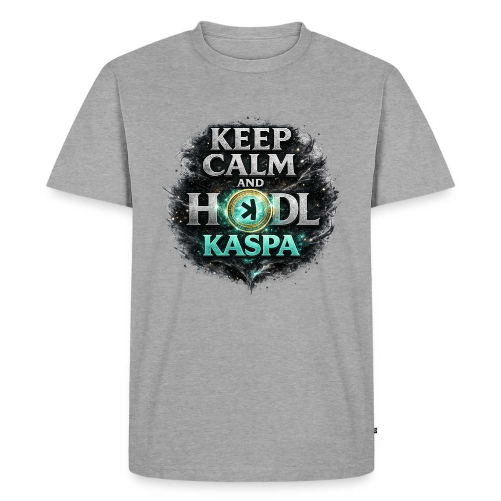 Keep Calm and Hodl Kaspa (Fan-Art) - Herren T-Shirt Premium - Grau meliert