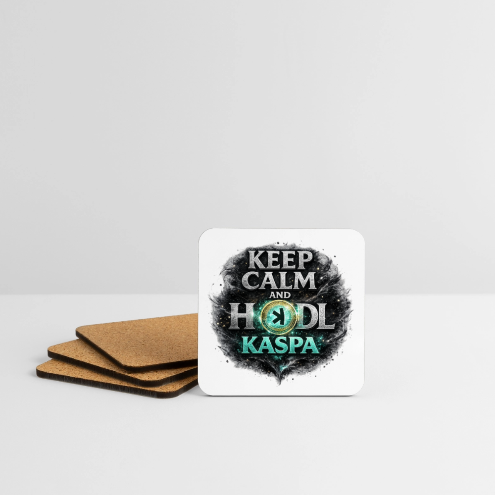 Keep Calm and Hodl Kaspa (Fan-Art) - Untersetzer (4er-Set) - Weiß