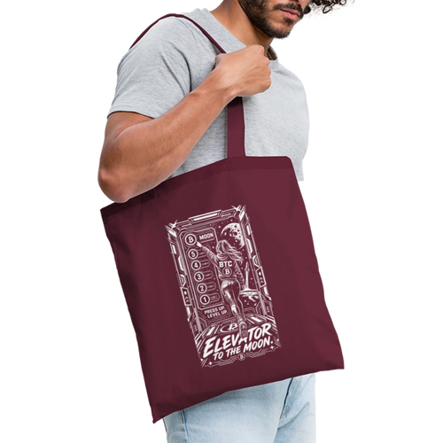 Bitcoin Elevator to the Moon (Fan-Art) - Stofftasche - Burgunderrot