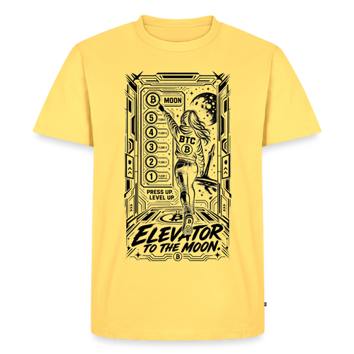 Bitcoin Elevator to the Moon (Fan-Art) - Herren T-Shirt Premium - Pastellgelb