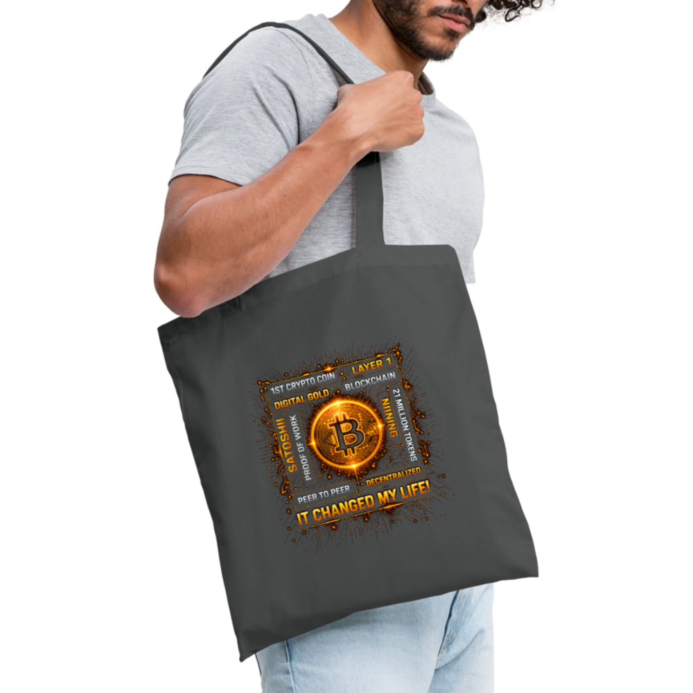 Bitcoin Changed Life (Fan-Art) - Stofftasche - Graphite