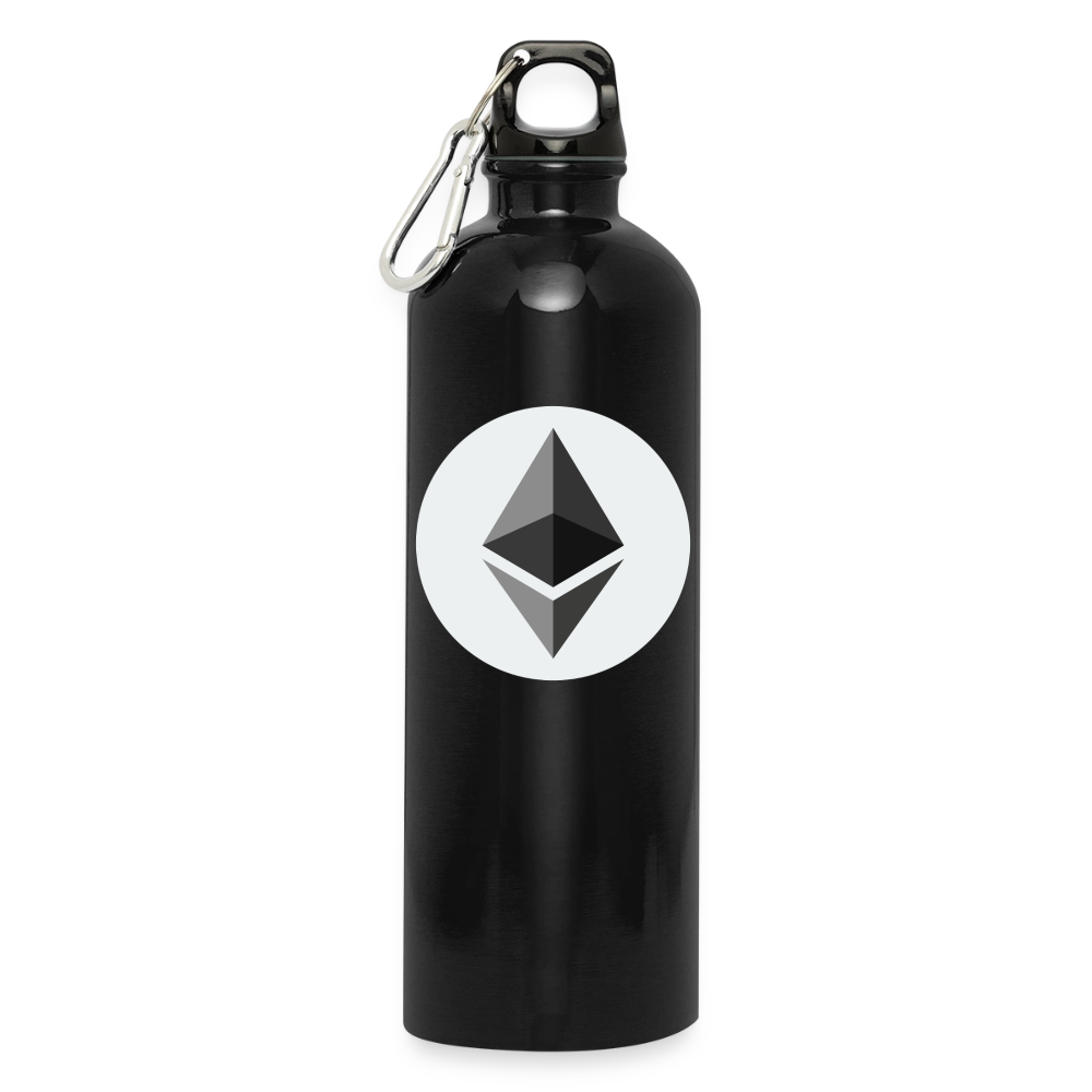 Ethereum Logo (Original) - Trinkflasche mit Karabiner 750 ml - Schwarz